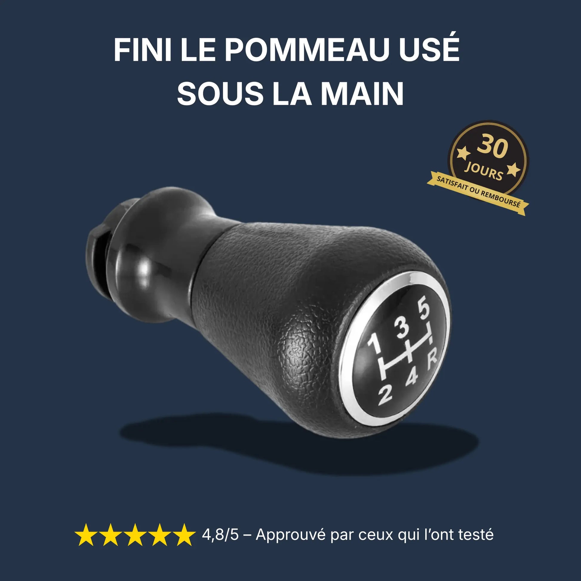 Pommeau de vitesse 307 noir installé sur levier manuel, finition ergonomique et design sportif