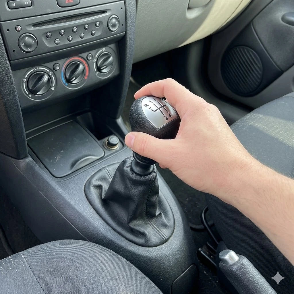 Pommeau de vitesse Clio 2 5 vitesses installé sur levier, intérieur Renault