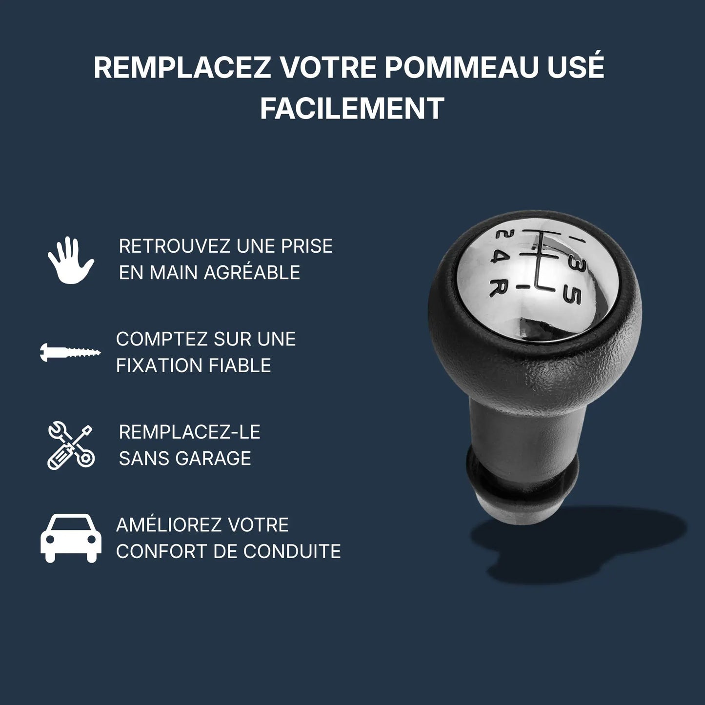 Pommeau de levier de vitesse 207 en finition noire style origine